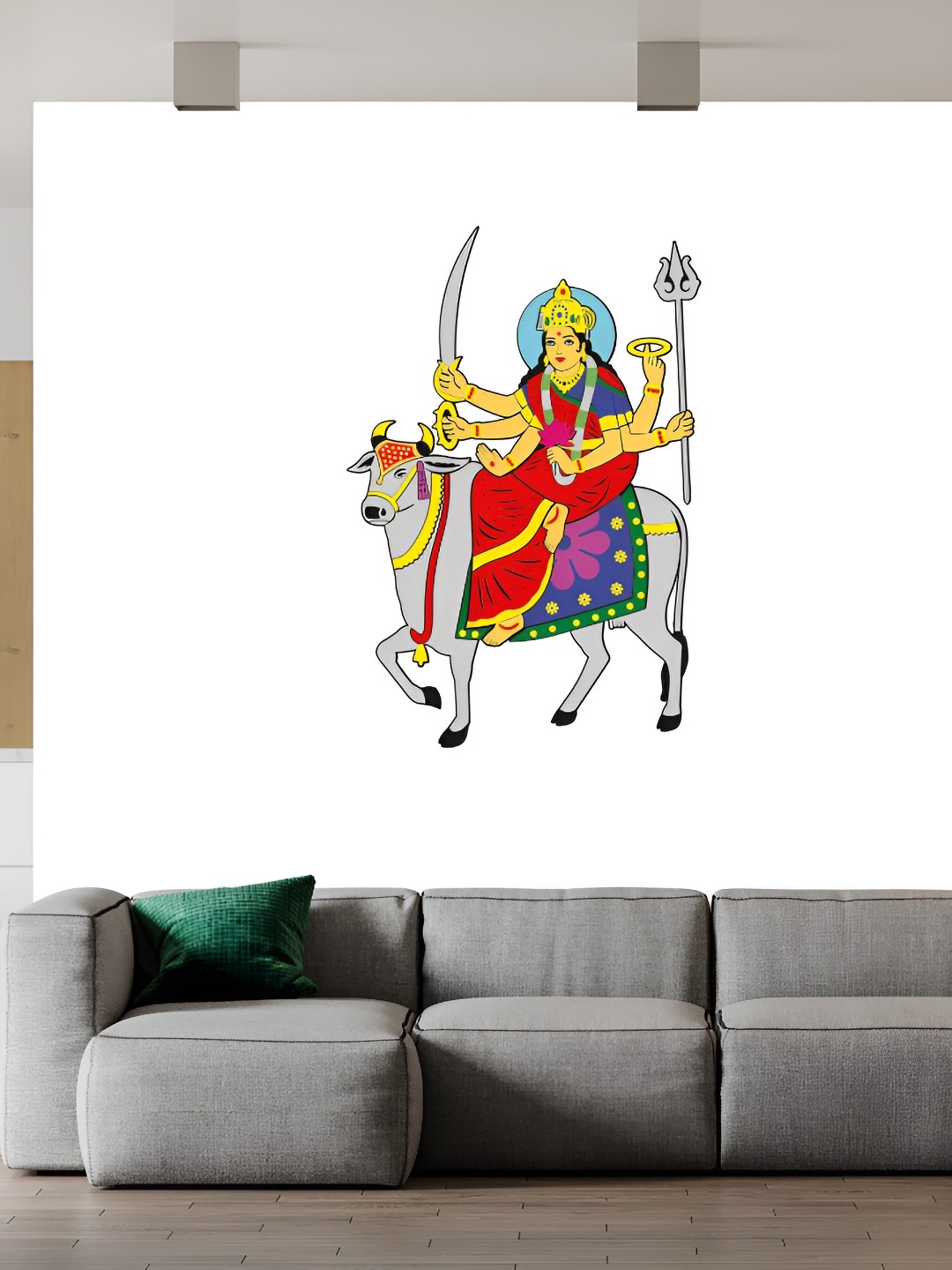 

Wallpics Red & Blue Mata Ji Printed Waterproof Wall Sticker