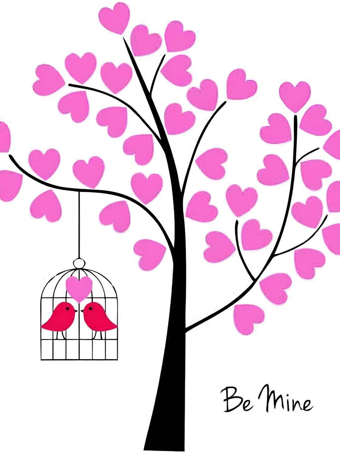 

Wallpics Black & Pink Tree With Hearts Waterproof Wall Sticker