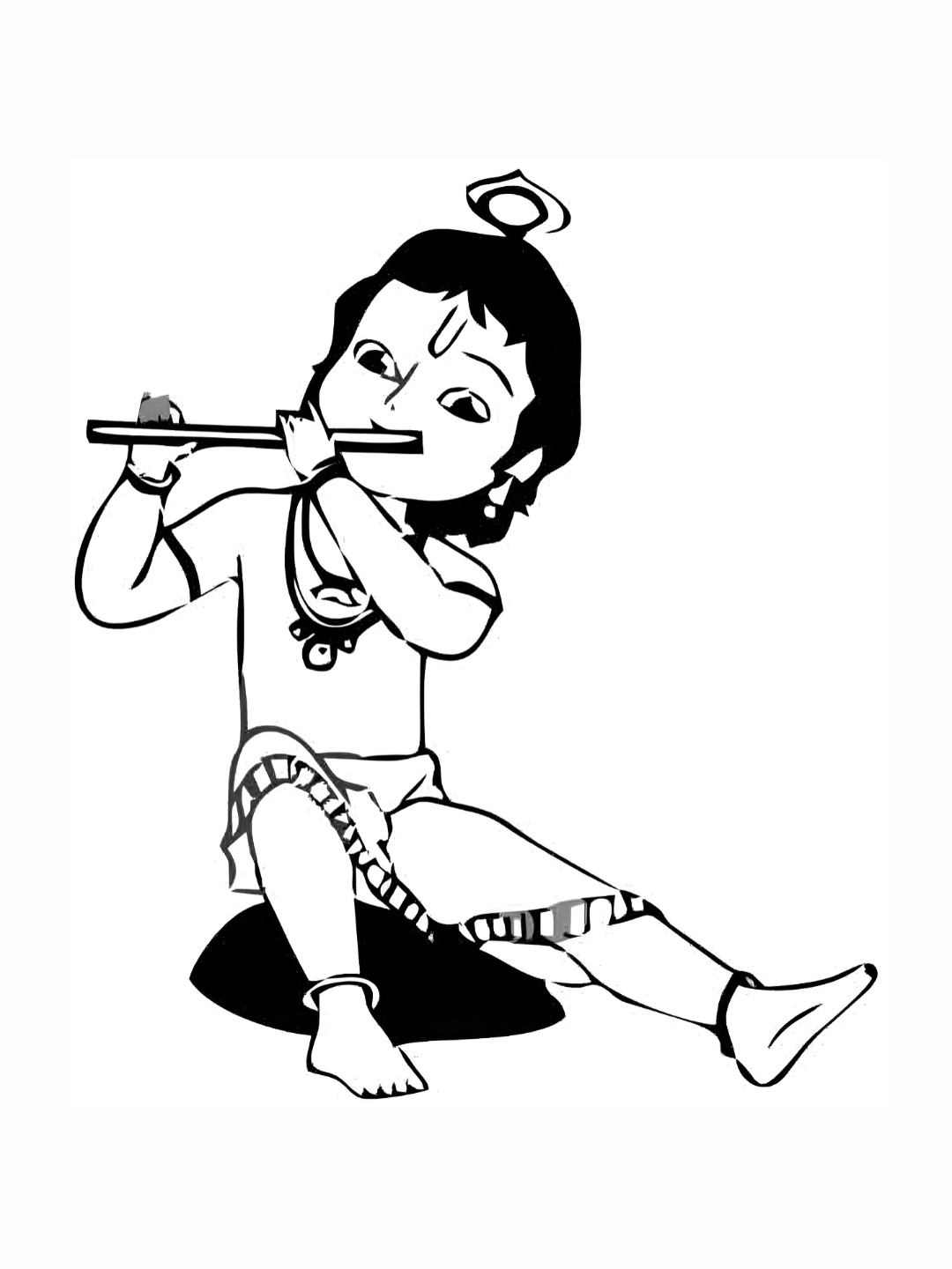 

Wallpics White & Black Religious Krishna Printed Waterproof Wall Sticker