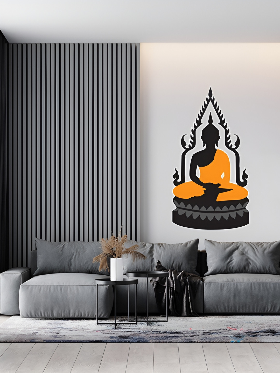 

Wallpics Black & Orange Self-Adhesive Printed Waterproof Wall Sticker