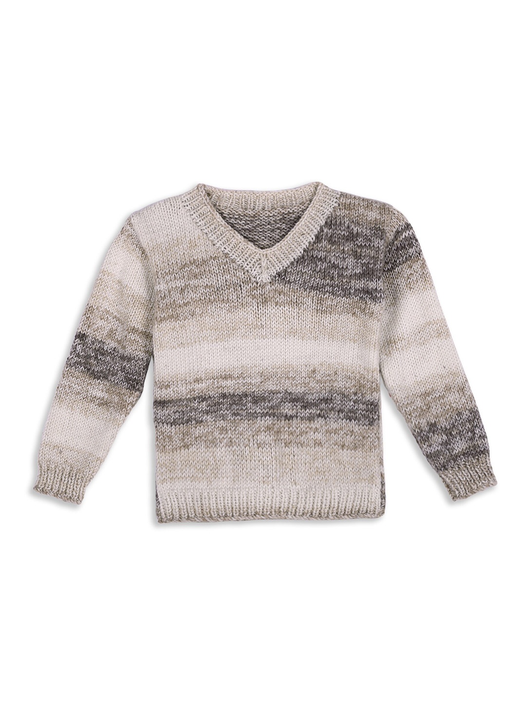 

WINDROP SOLUTIONS Infants Striped V-Neck Long Sleeves Acrylic Pullover Sweater, Coffee brown