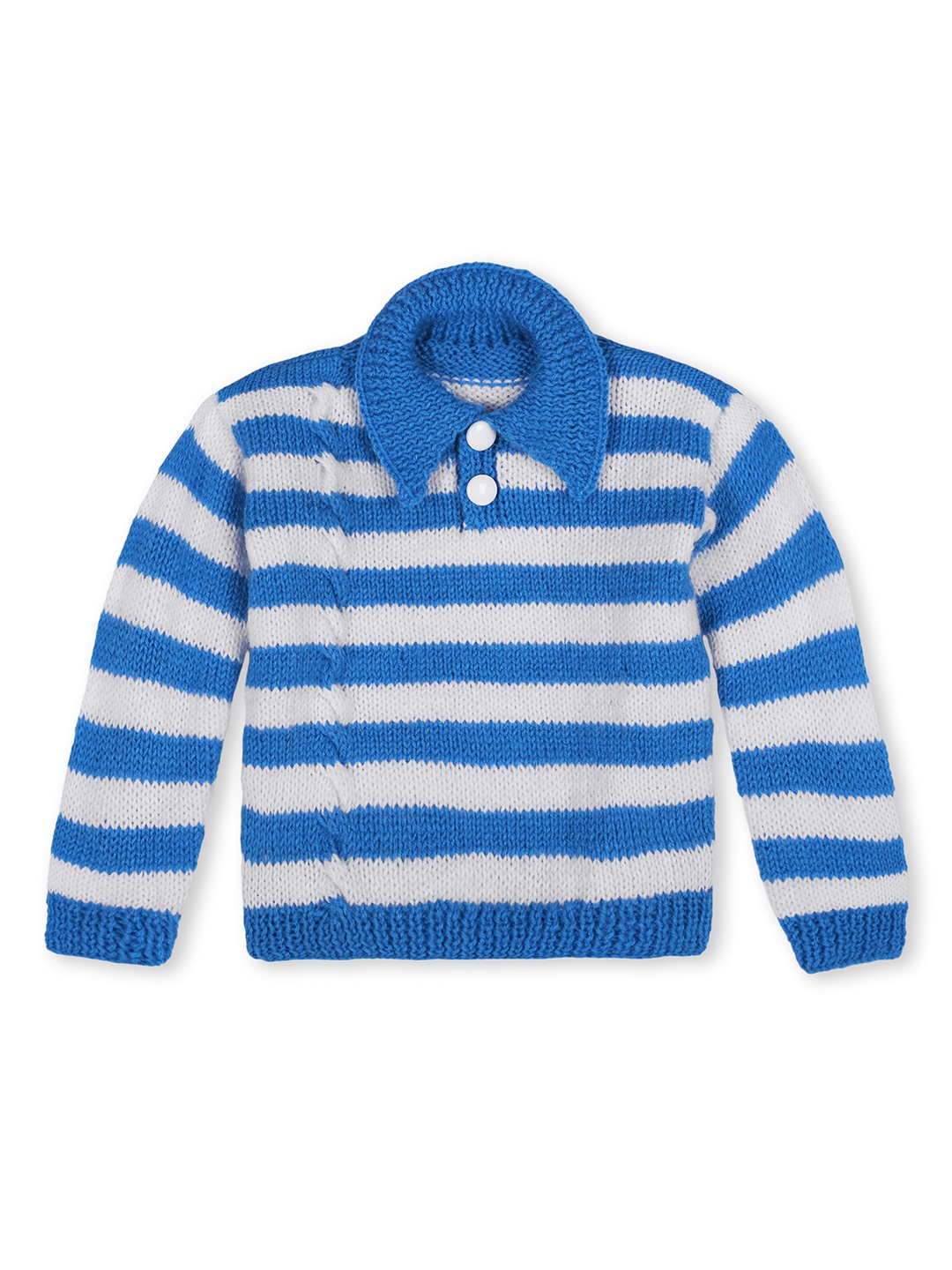 

WINDROP SOLUTIONS Kids Striped Shirt Collar Acrylic Pullover, Blue