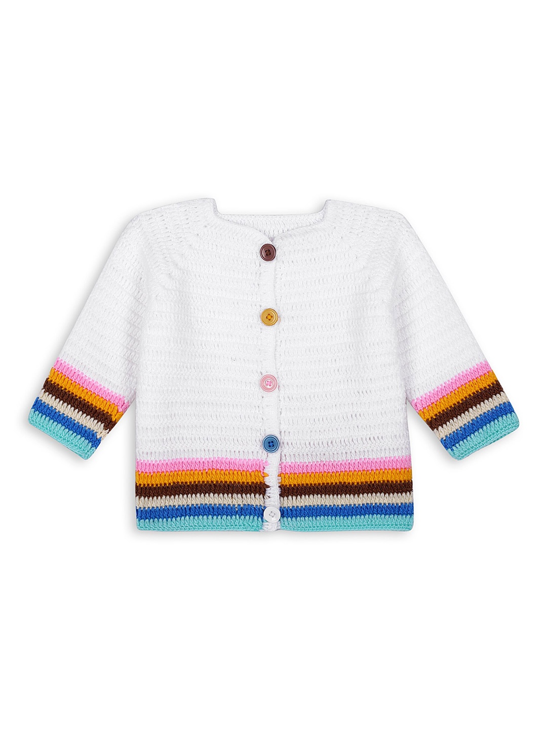 

WINDROP SOLUTIONS Infants Cable Knit Round Neck Long Sleeves Acrylic Cardigan Sweater, White