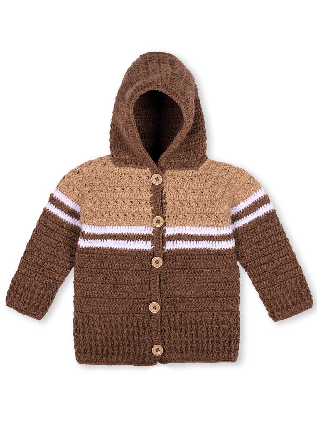 

WINDROP SOLUTIONS Kids Striped Hooded Cardigan Sweater, Brown