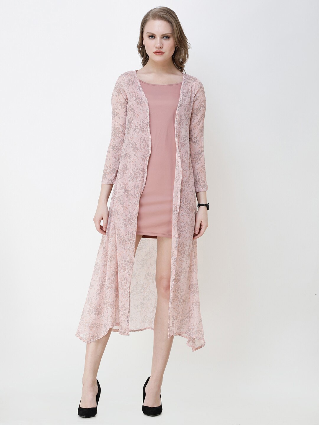 

MINOS Floral Printed Longline Shrug, Pink