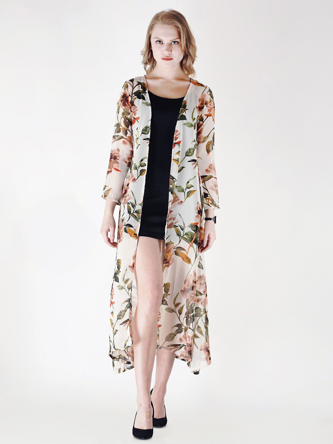 

MINOS Floral Printed Longline Shrug, Beige