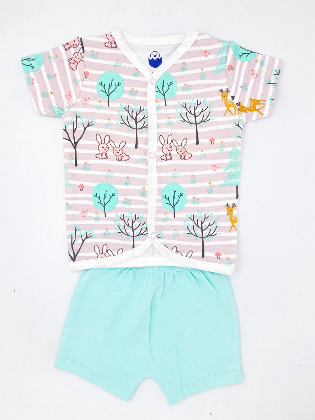 

BAESD Infants Printed V-Neck Pure Cotton T-shirt with Shorts, Pink