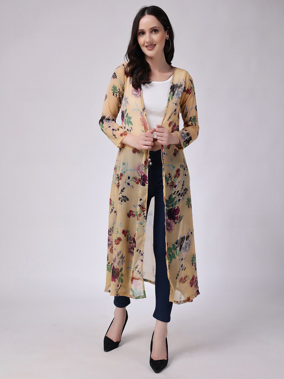 

SCORPIUS Printed Longline Shrug, Yellow