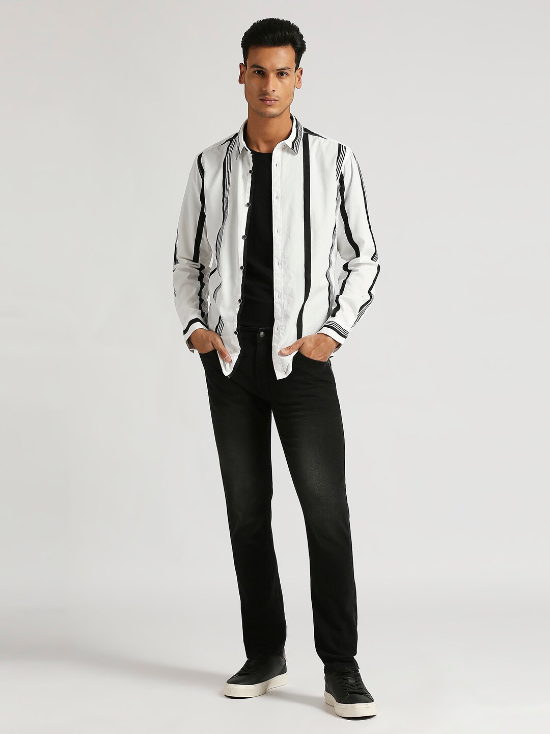 

Pepe Jeans Vertical Striped Pure Cotton Twill Casual Shirt, White