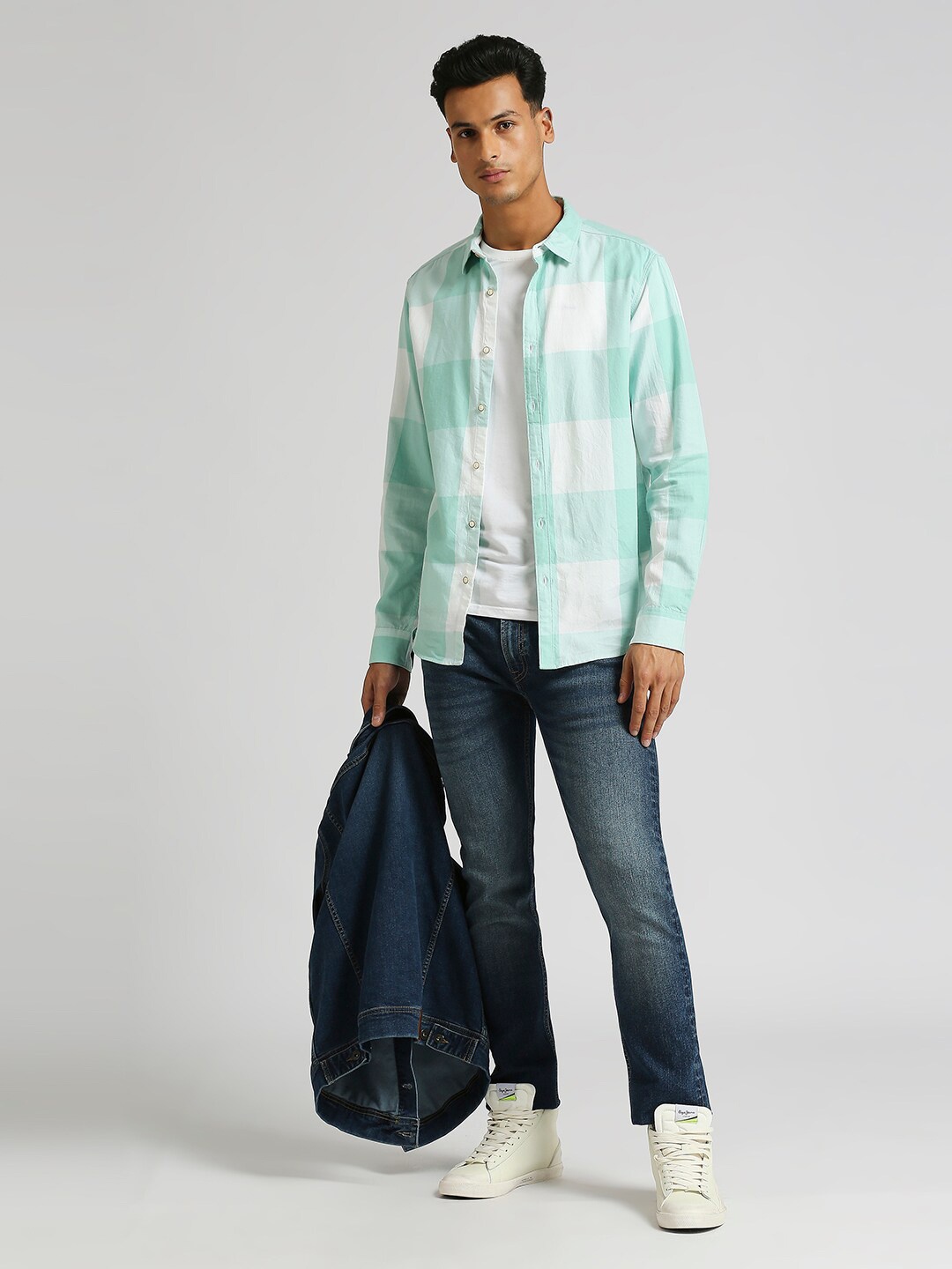 

Pepe Jeans Checked Long Sleeves Pure Cotton Twill Casual Shirt, Green