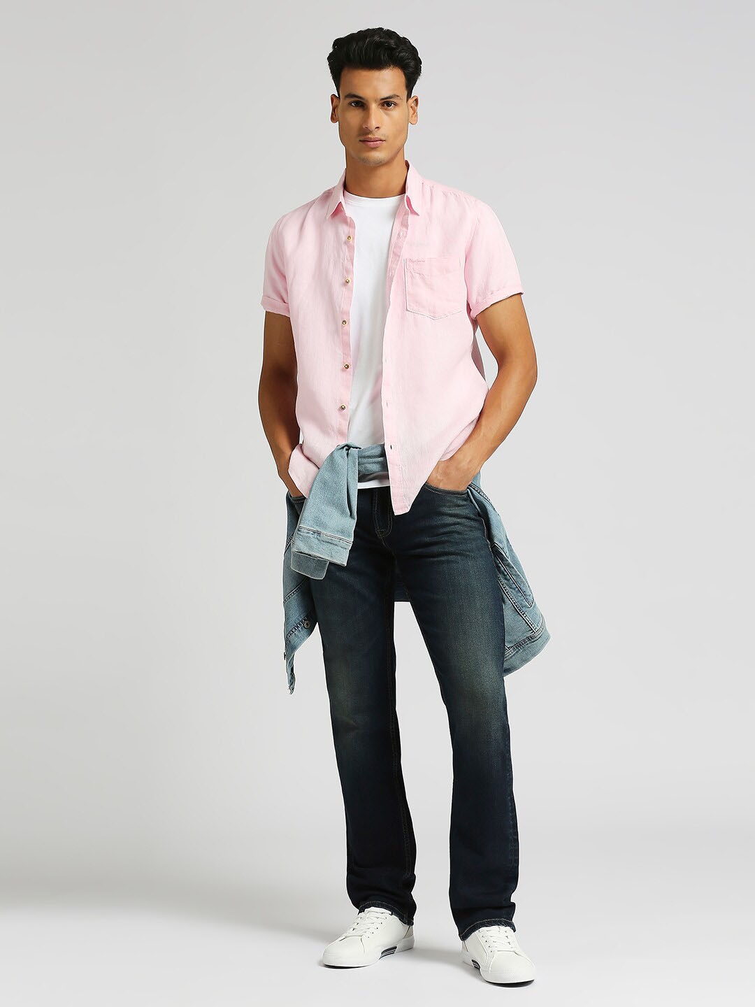 

Pepe Jeans Short Sleeves Pure Linen Casual Shirt, Pink