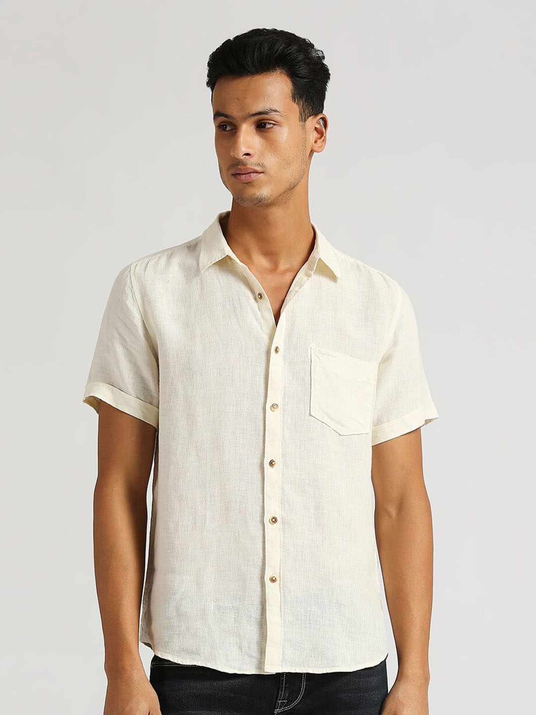 

Pepe Jeans Short Sleeves Pure Linen Casual Shirt, Off white