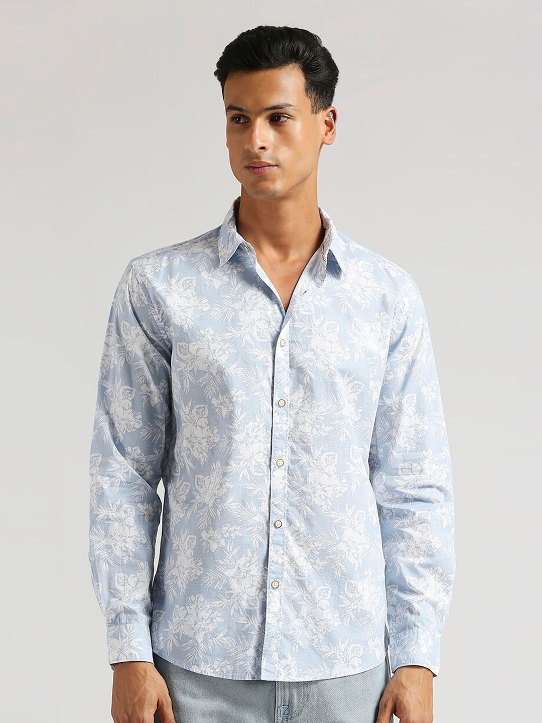 

Pepe Jeans Floral Opaque Printed Pure Cotton Casual Shirt, Blue