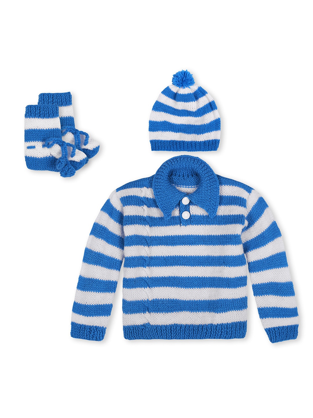 

WINDROP SOLUTIONS Infants Striped Spread Collar Long Sleeves Acrylic Pullover Sweater, Blue