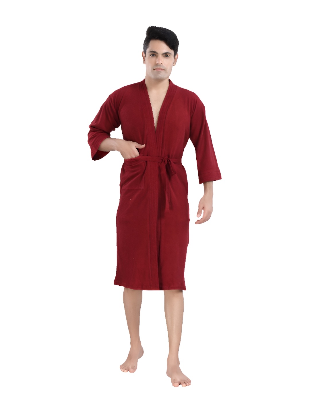 

HotGown Maroon Pure Terry Cotton Full Sleeves Bathrobe