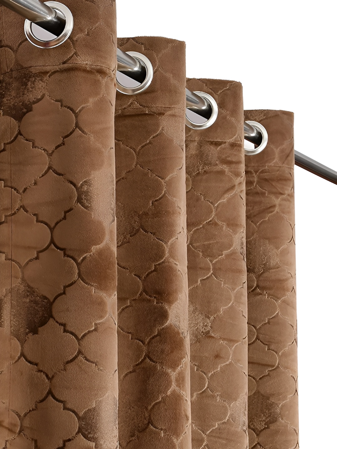 

RIDHAAN Beige 2 Pcs Ethnic Motifs Room Darkening Window Curtains