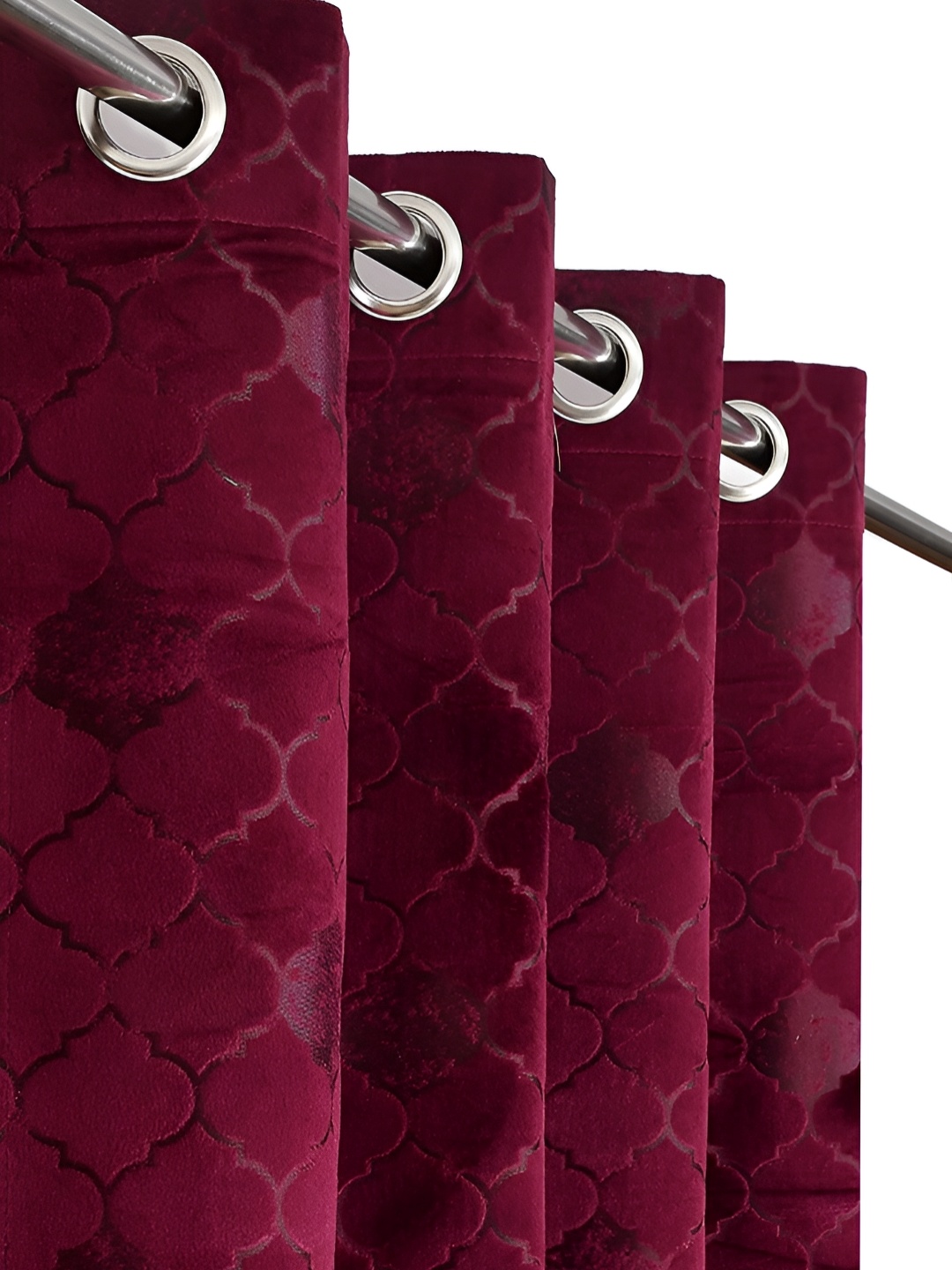 

RIDHAAN Burgundy 2 Pieces Ethnic Motifs Room Darkening Window Curtains