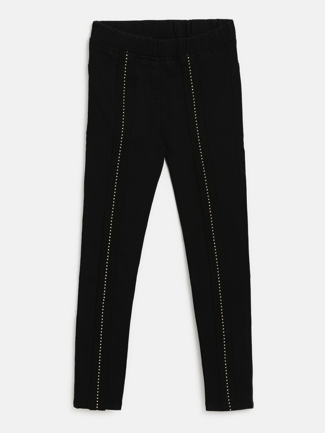

TALES & STORIES Girls Slim Fit Embellished Jeggings, Black
