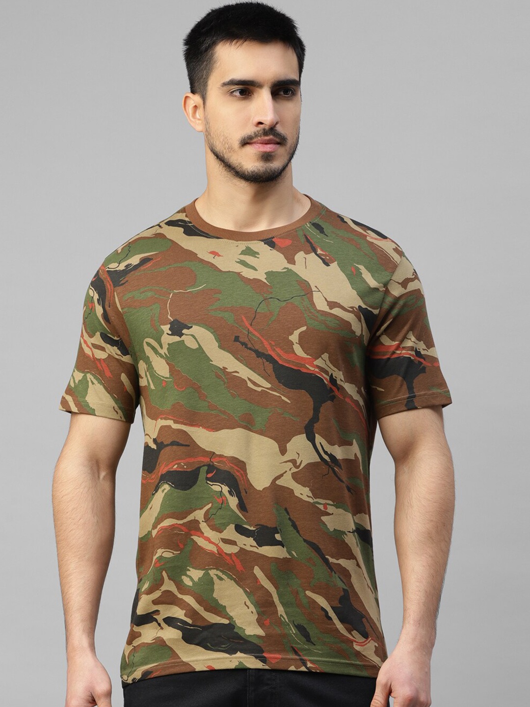 

Royal Enfield Ladakh Landscape Camouflage Printed T-shirt, Brown