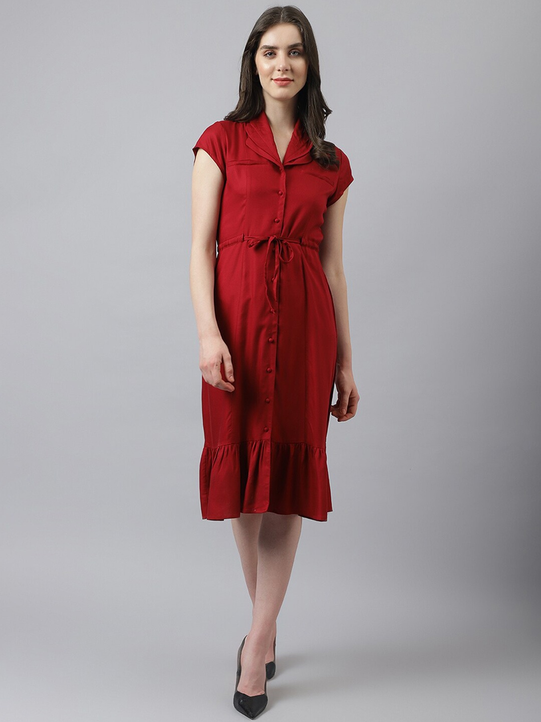 

Latin Quarters Shirt Midi Dress, Red