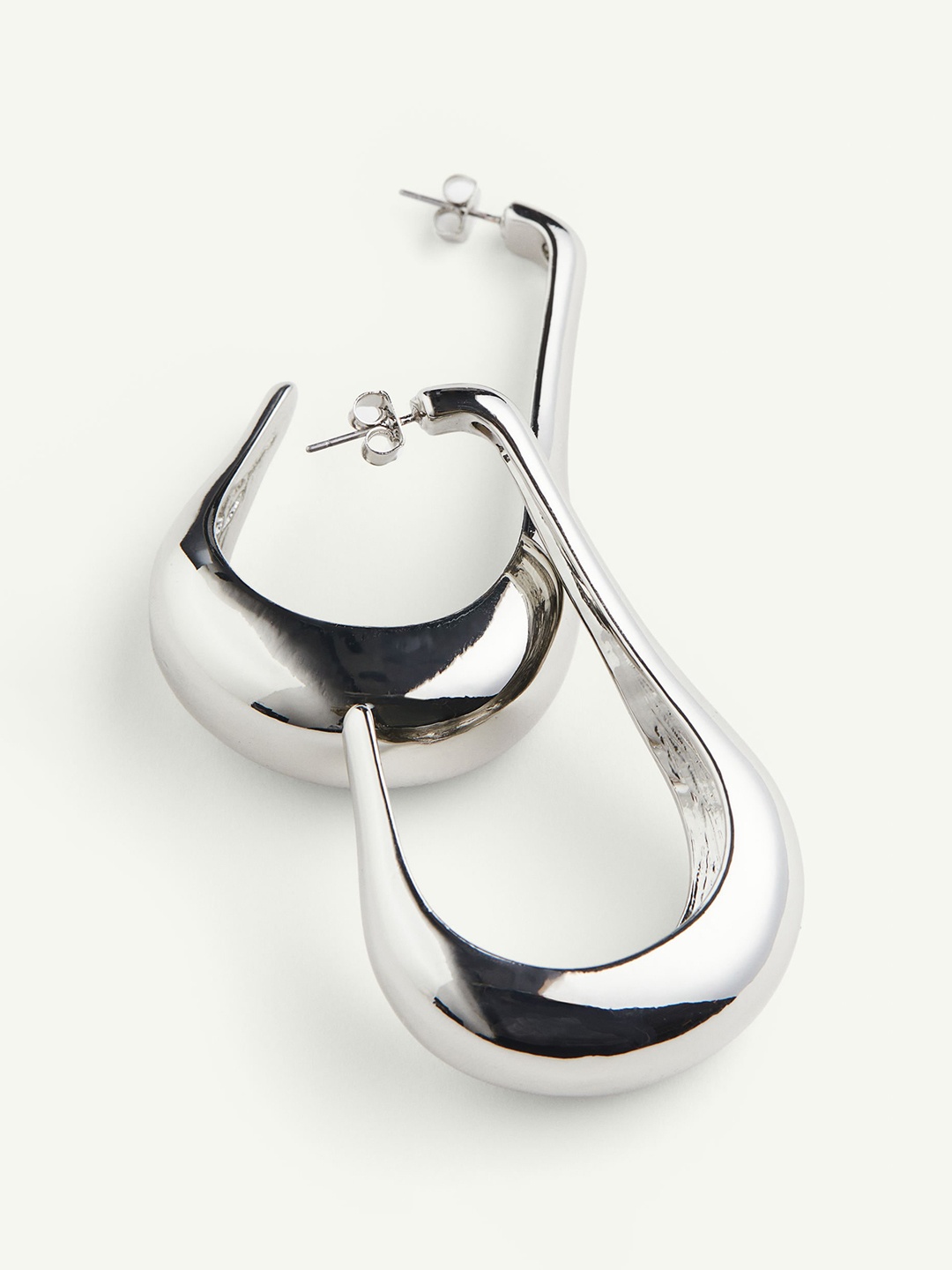 

H&M Women Long Hoop Earrings, Silver