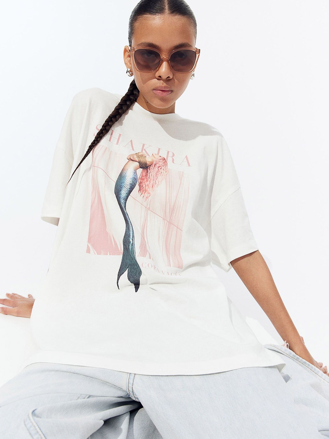 

H&M Oversized Printed T-Shirt, White