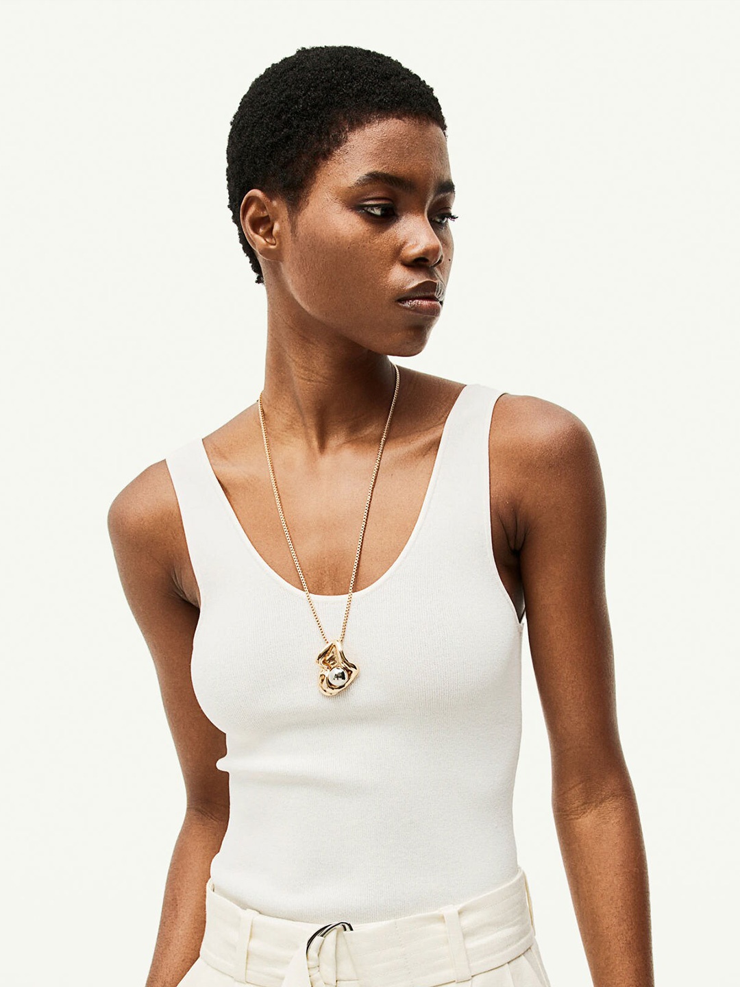 

H&M Women Knitted Vest Top, White