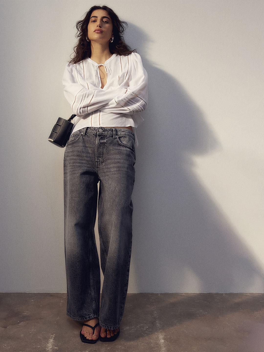 

H&M Ramie-Blend Blouse, White
