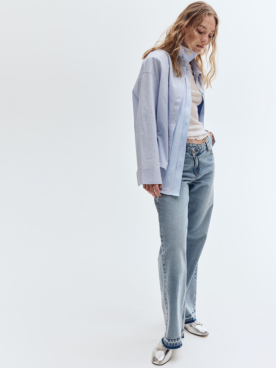 

H&M Women Pure Cotton Mid-Rise Jeans, Blue