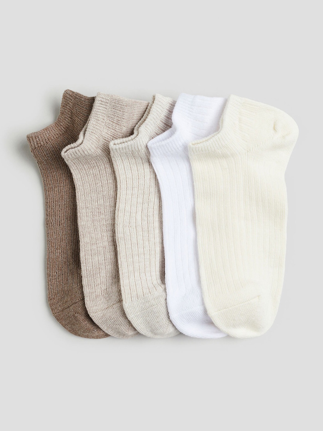 

H&M Girls Pack of 5 Trainer Socks, Beige