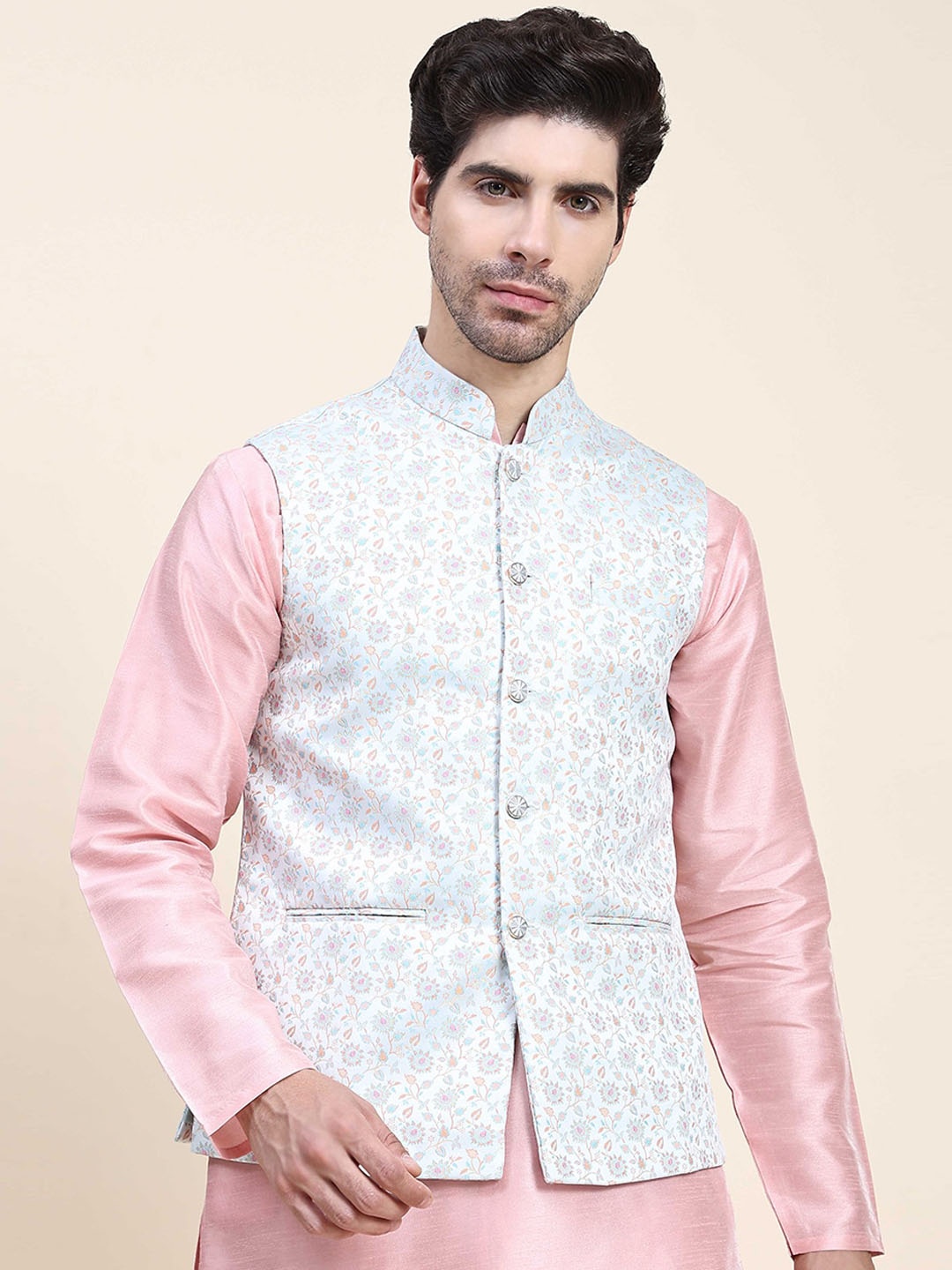 

Aanys Culture Printed Woven Nehru Jacket, White