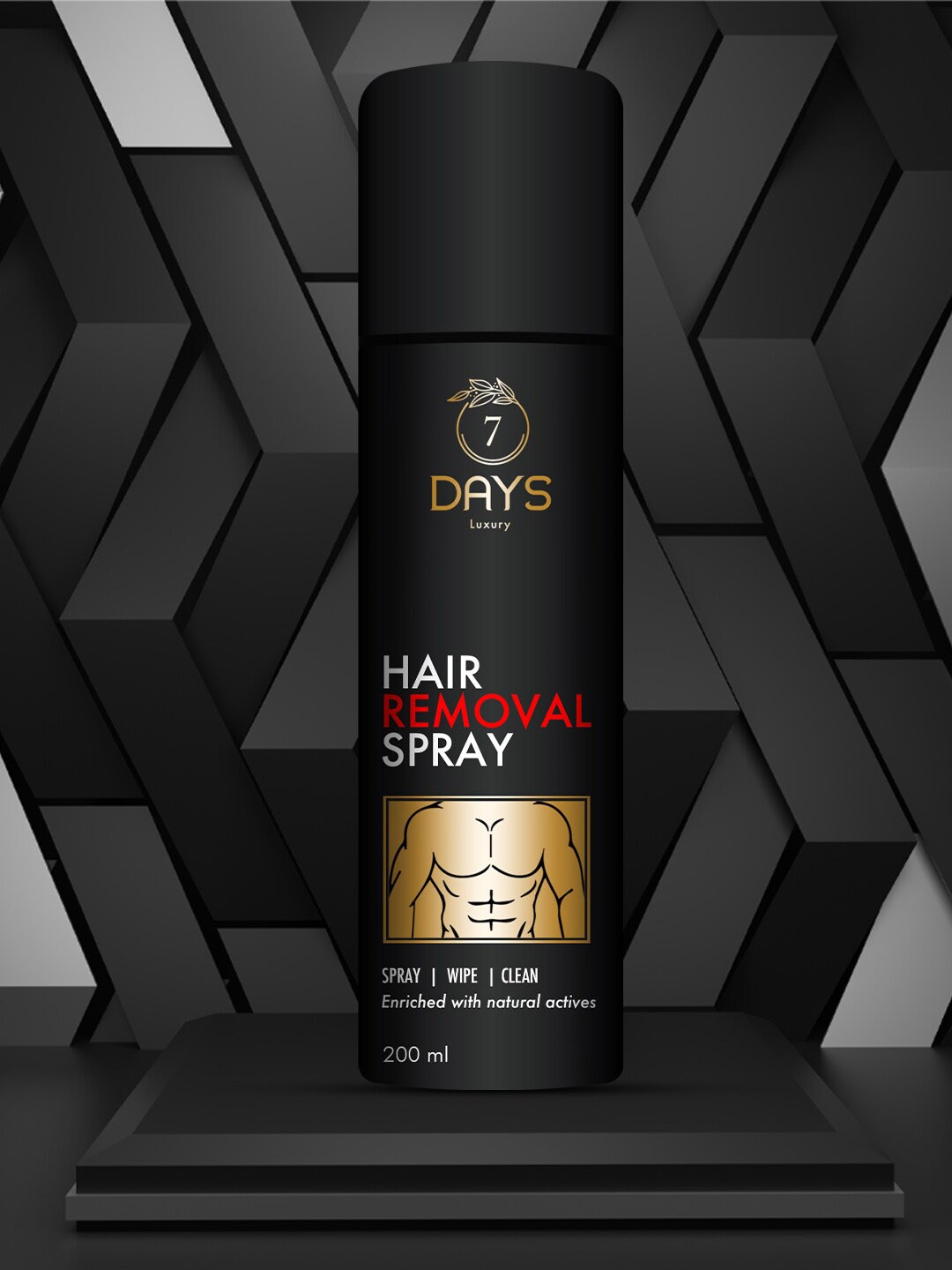 

7 DAYS Men Luxury Hair Removal Spray For Pain Free Removal - 200ml, Black