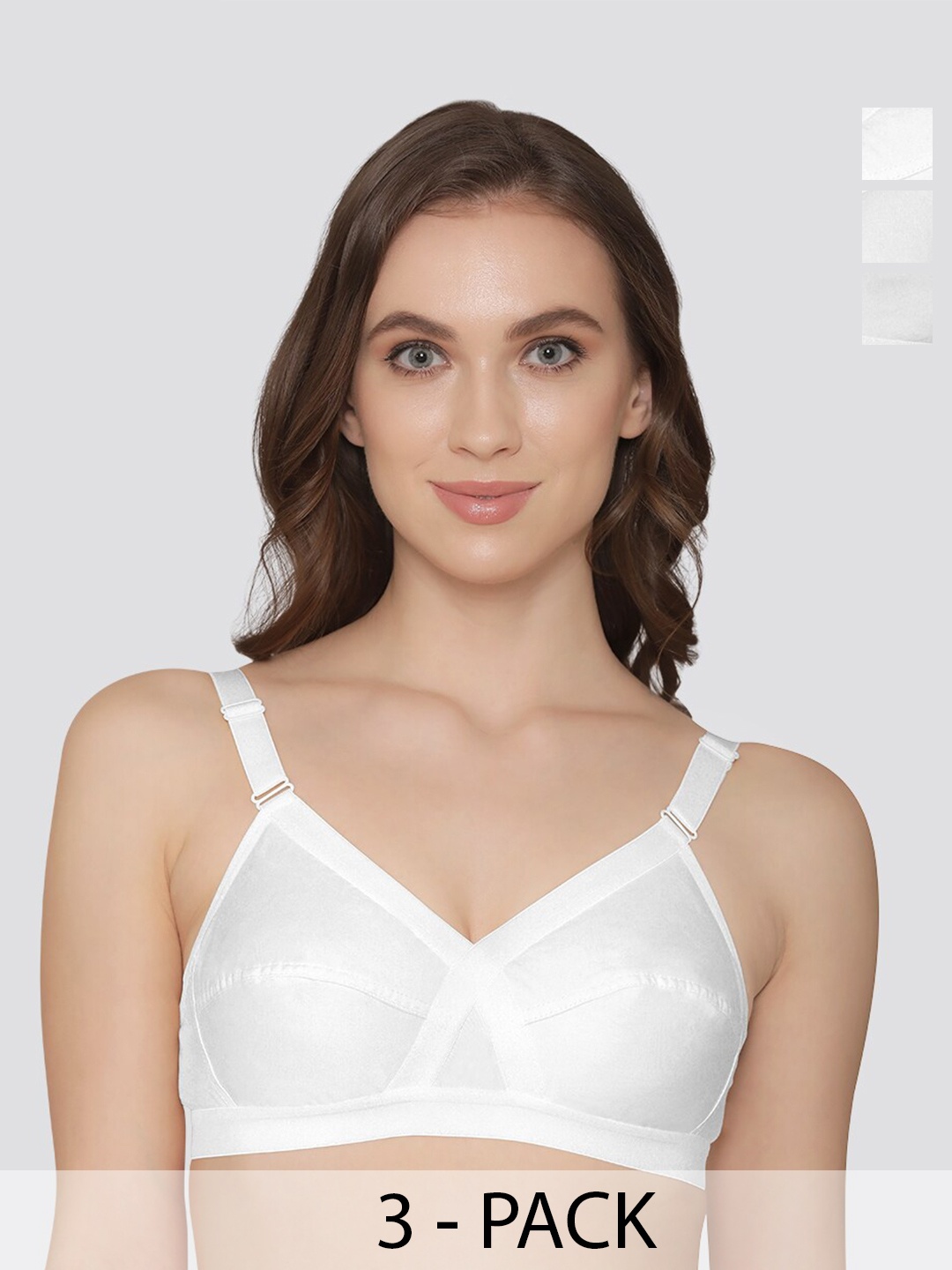 

K LINGERIE Pack of 2 Cross Care Full Coverage Wirefree Minimizer Bra, White