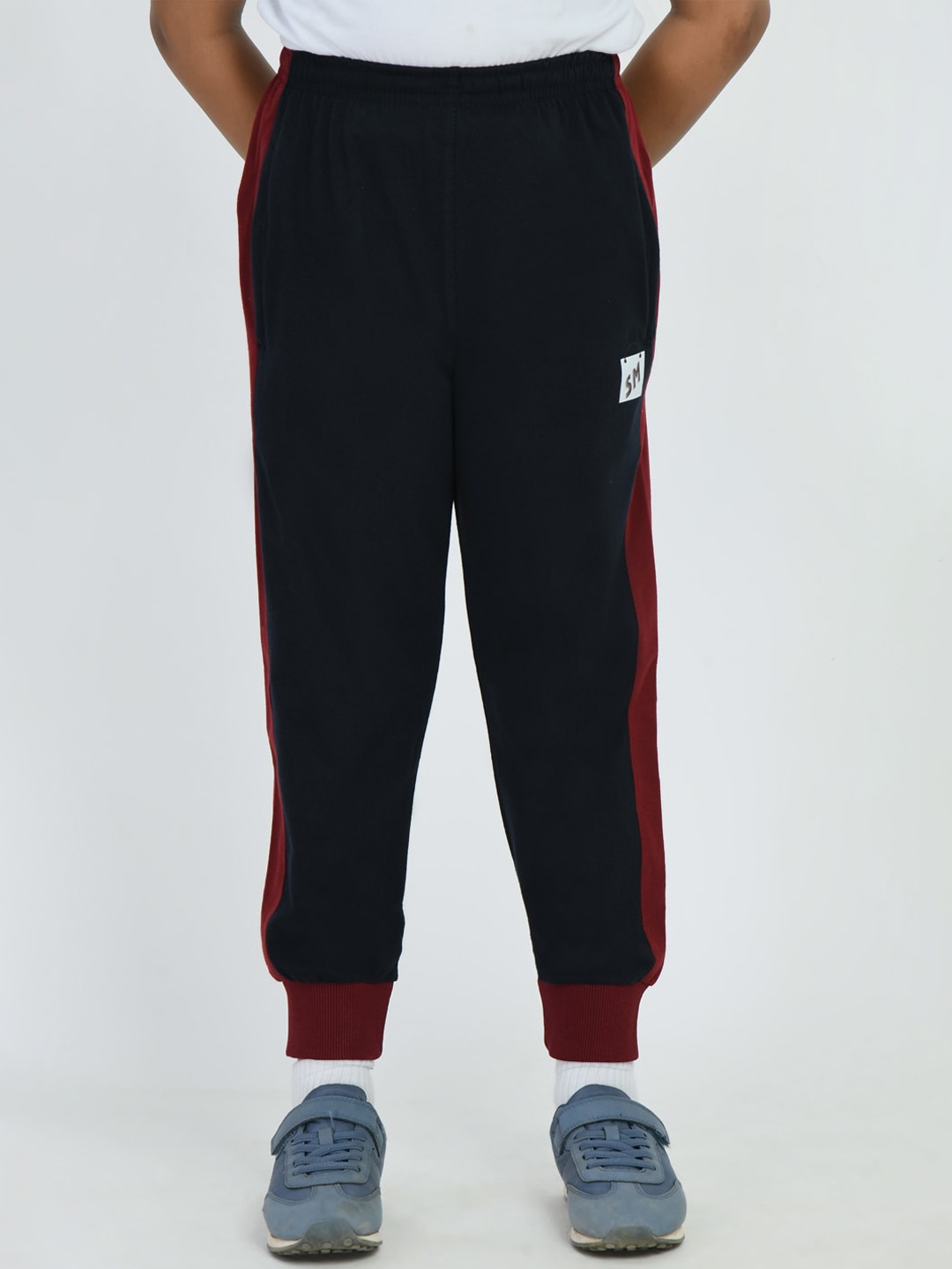 

SMSHOPMORE Boys Mid-Rise Organic Cotton Joggers, Navy blue