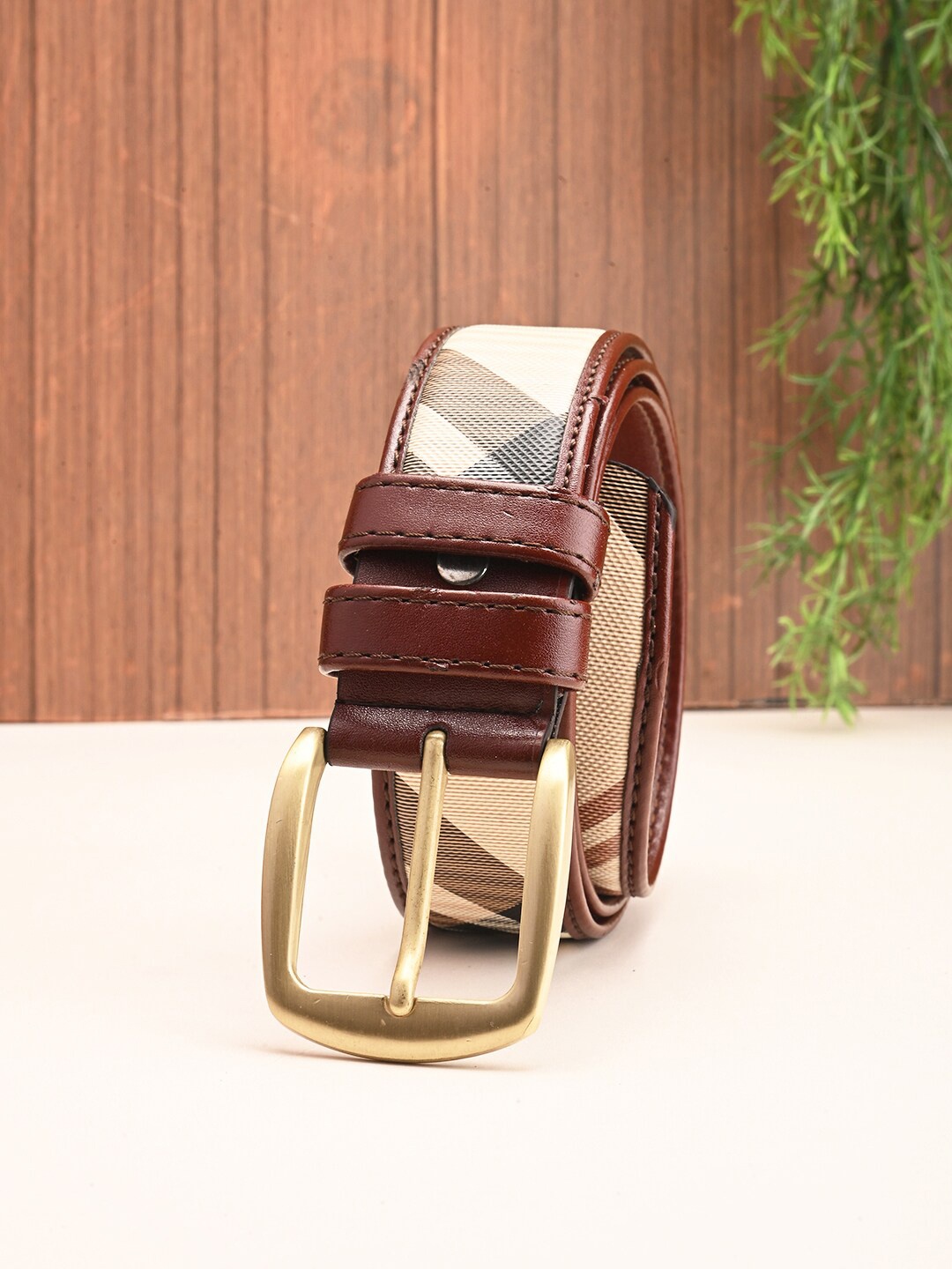 

BuckleUp Men Printed Formal Belt, Brown