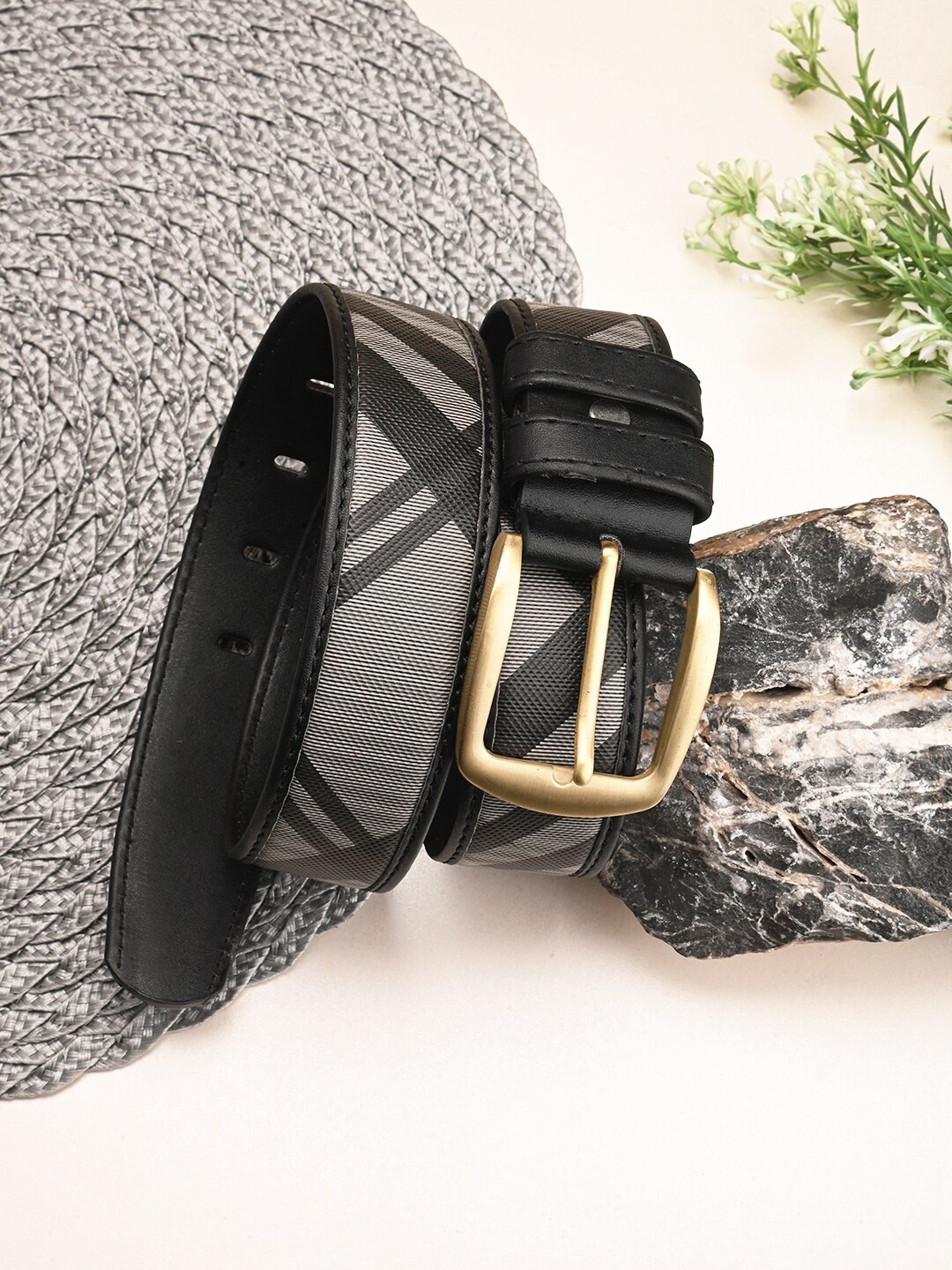 

BuckleUp Men Printed Belt, Black