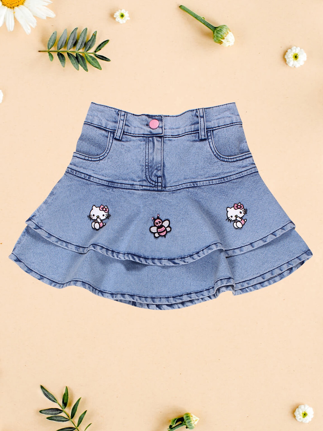 

CUTECUMBER Infant Girls Embellished Denim A-line Skirt, Blue