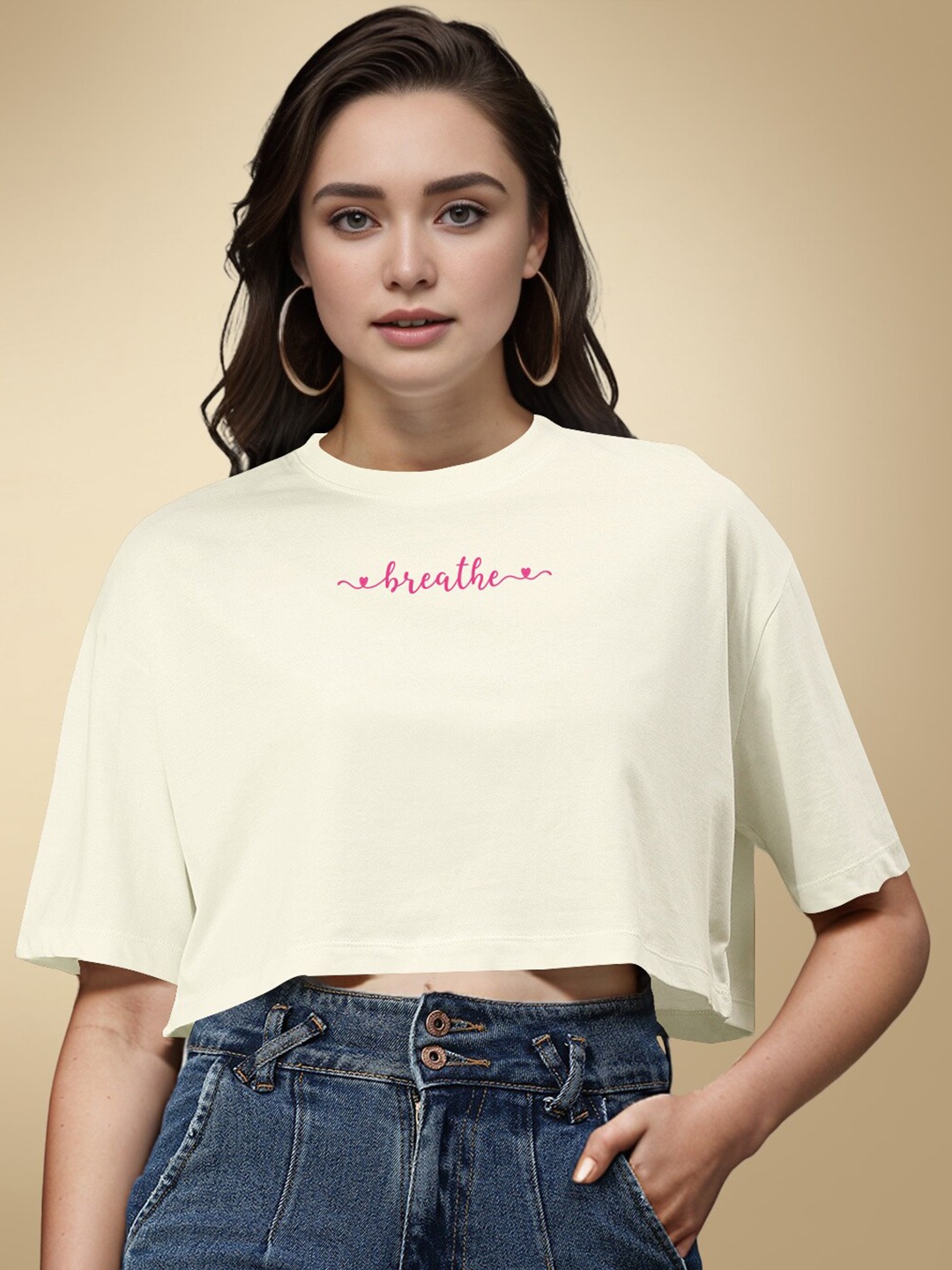 

HERE&NOW Typography Round Neck Boxy T-shirt, Off white