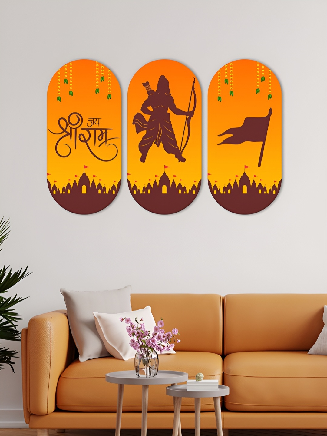 

ArtVibes Orange & Brown 3 Pieces Printed Wall Hangings