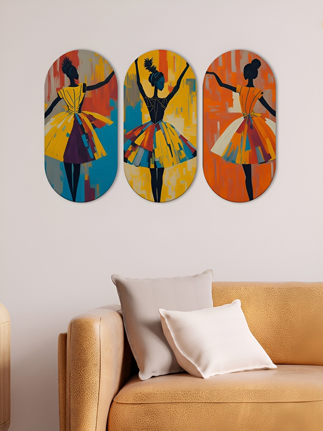

ArtVibes Yellow & Orange 3 Pieces Printed Wooden Wall Hangings