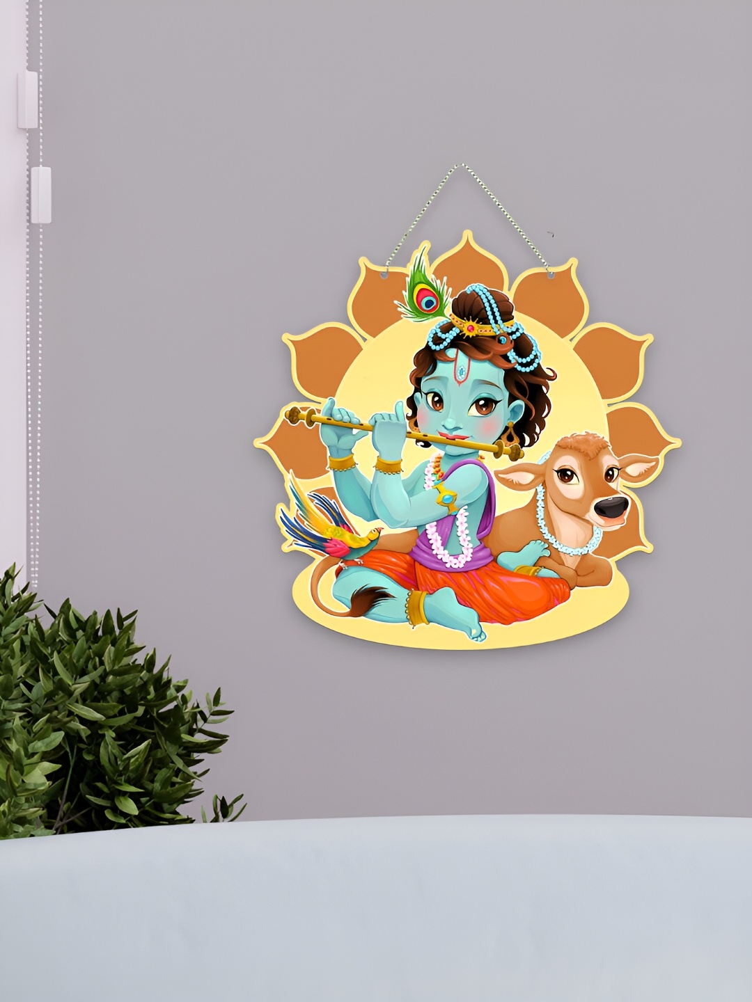 

ArtVibes Blue Bal Krishna Wooden Wall Hanging