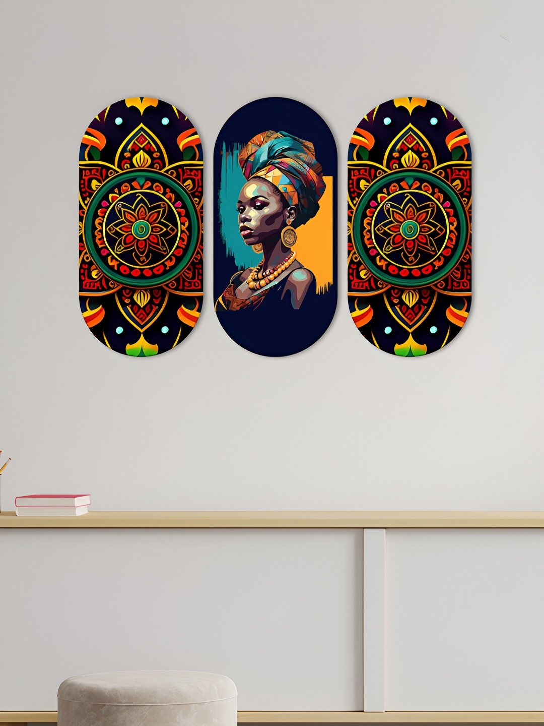 

ArtVibes Blue & Black Pcs Printed Wooden Wall Hangings