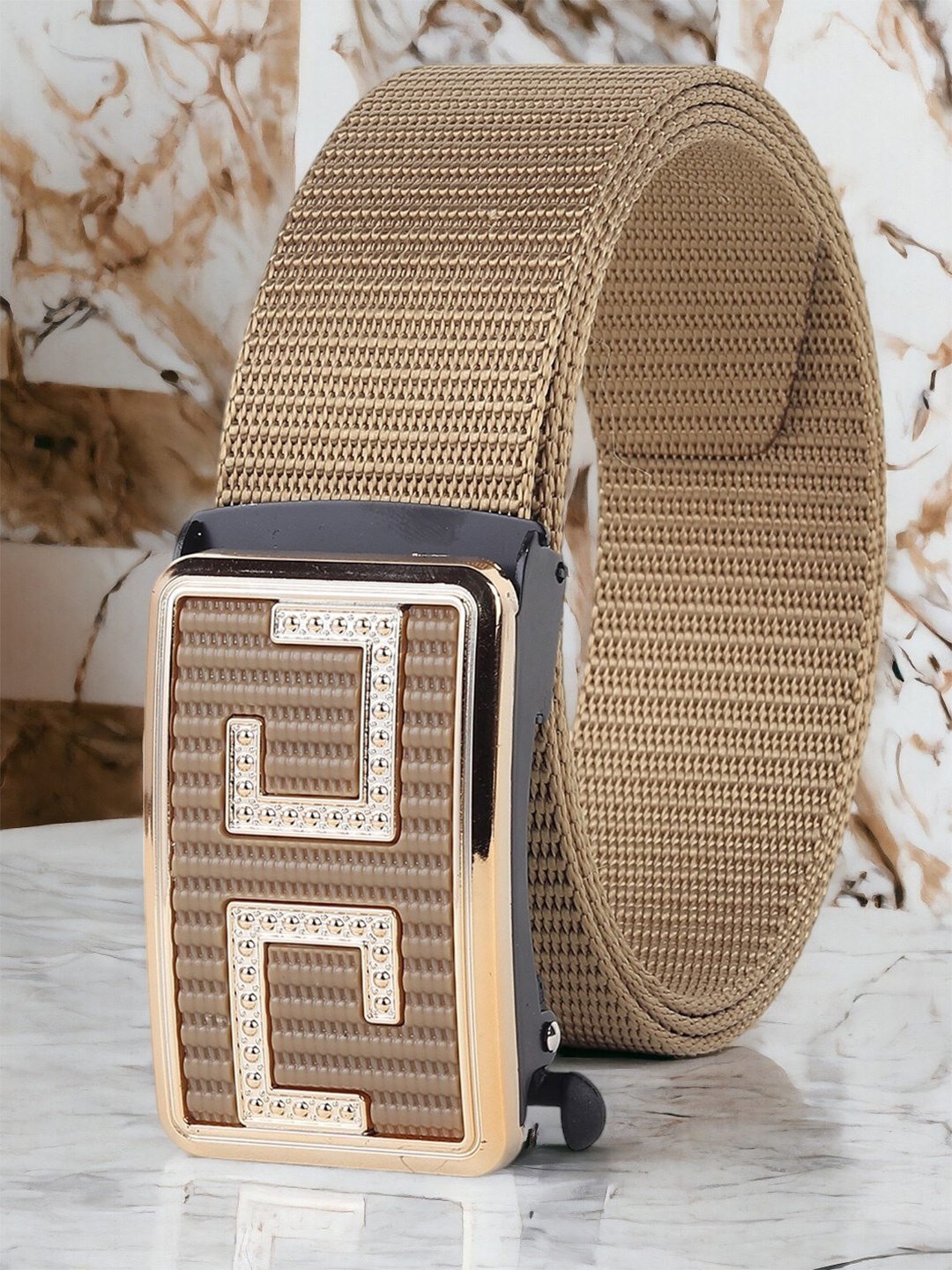 

The Roadster Lifestyle Co. Men Textured Belt, Gold