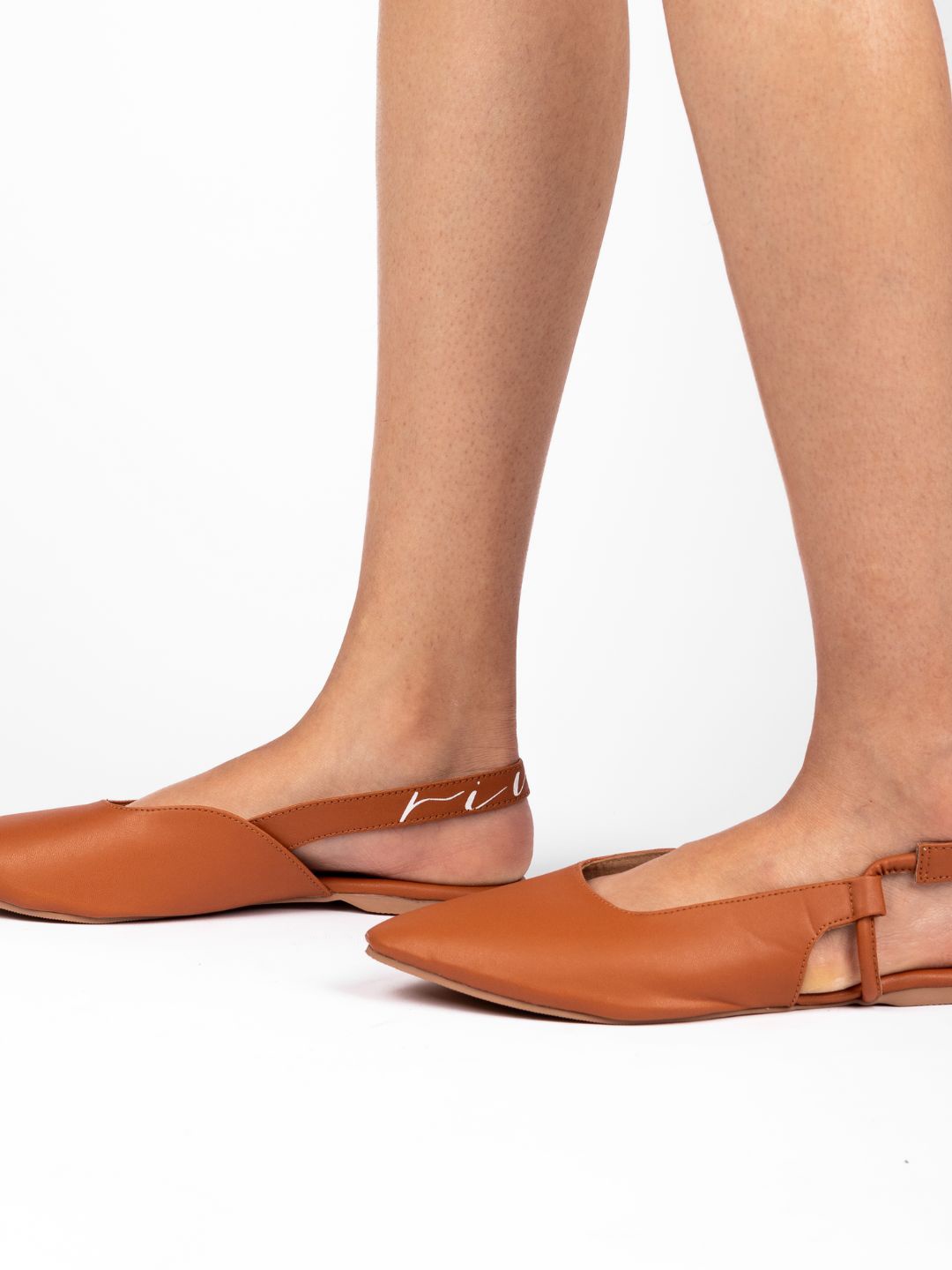 

RIVR Pointed Toe Ballerinas, Tan