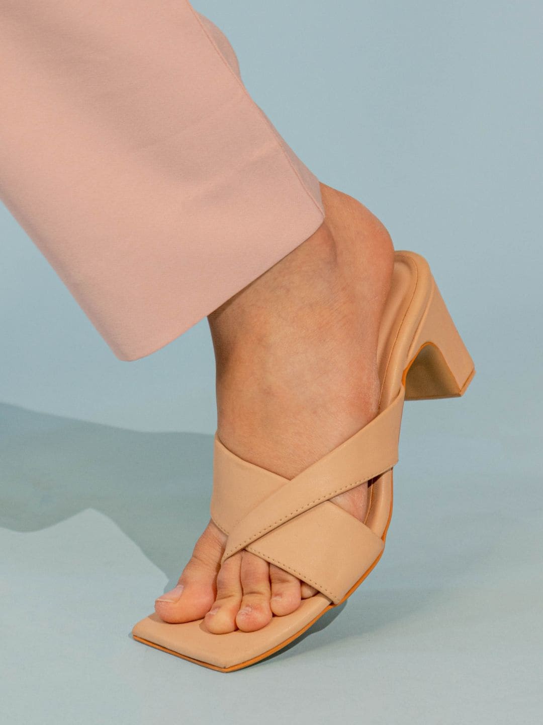 

RIVR Open Toe Block Heels, Nude