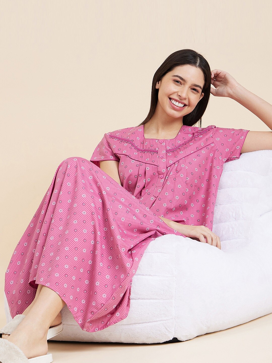 

Sweet Dreams Pink Floral Printed Maxi Nightdress