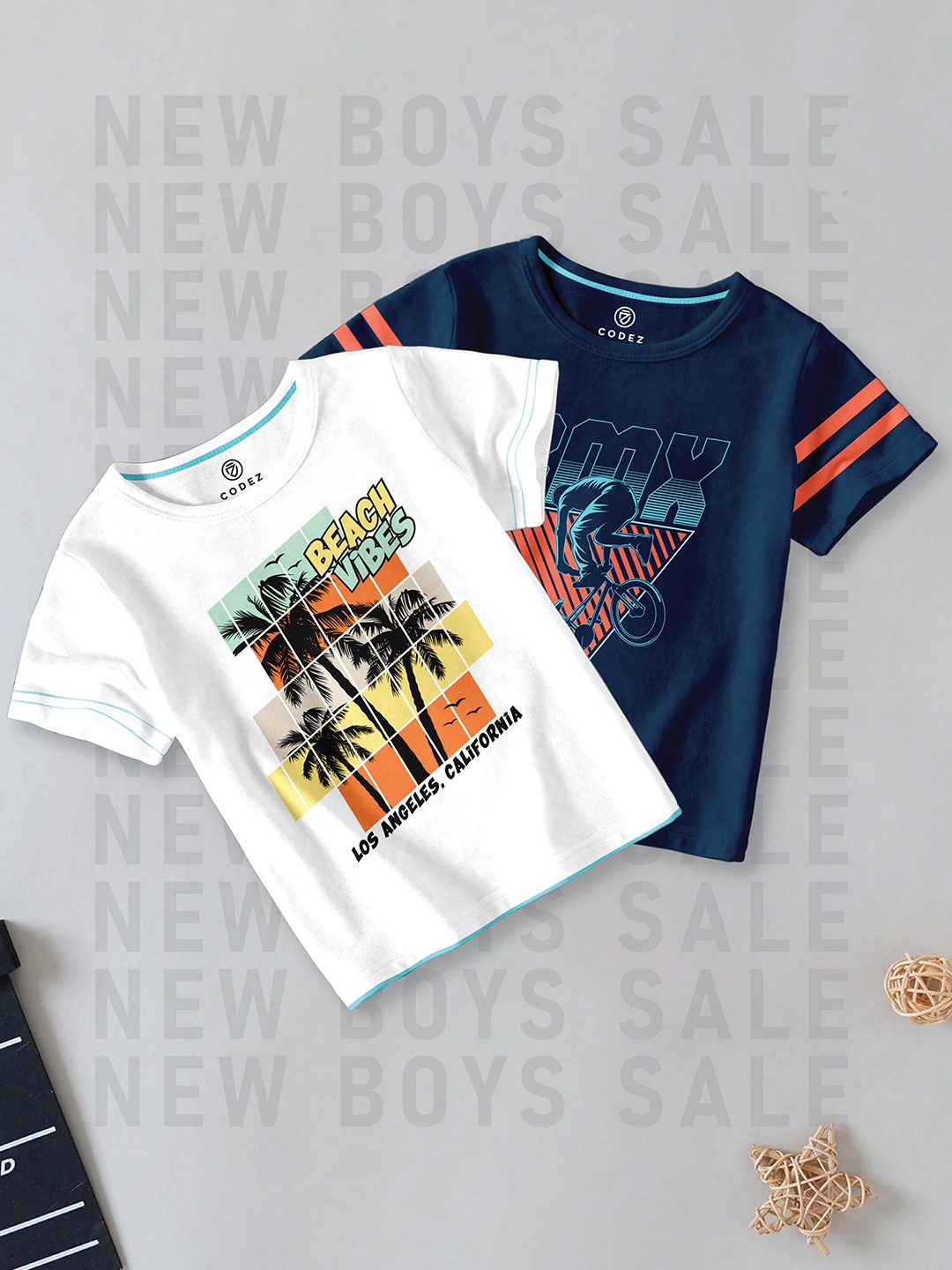 

CODEZ Boys Pack Of 2 Graphic Printed Cotton T-shirts, White