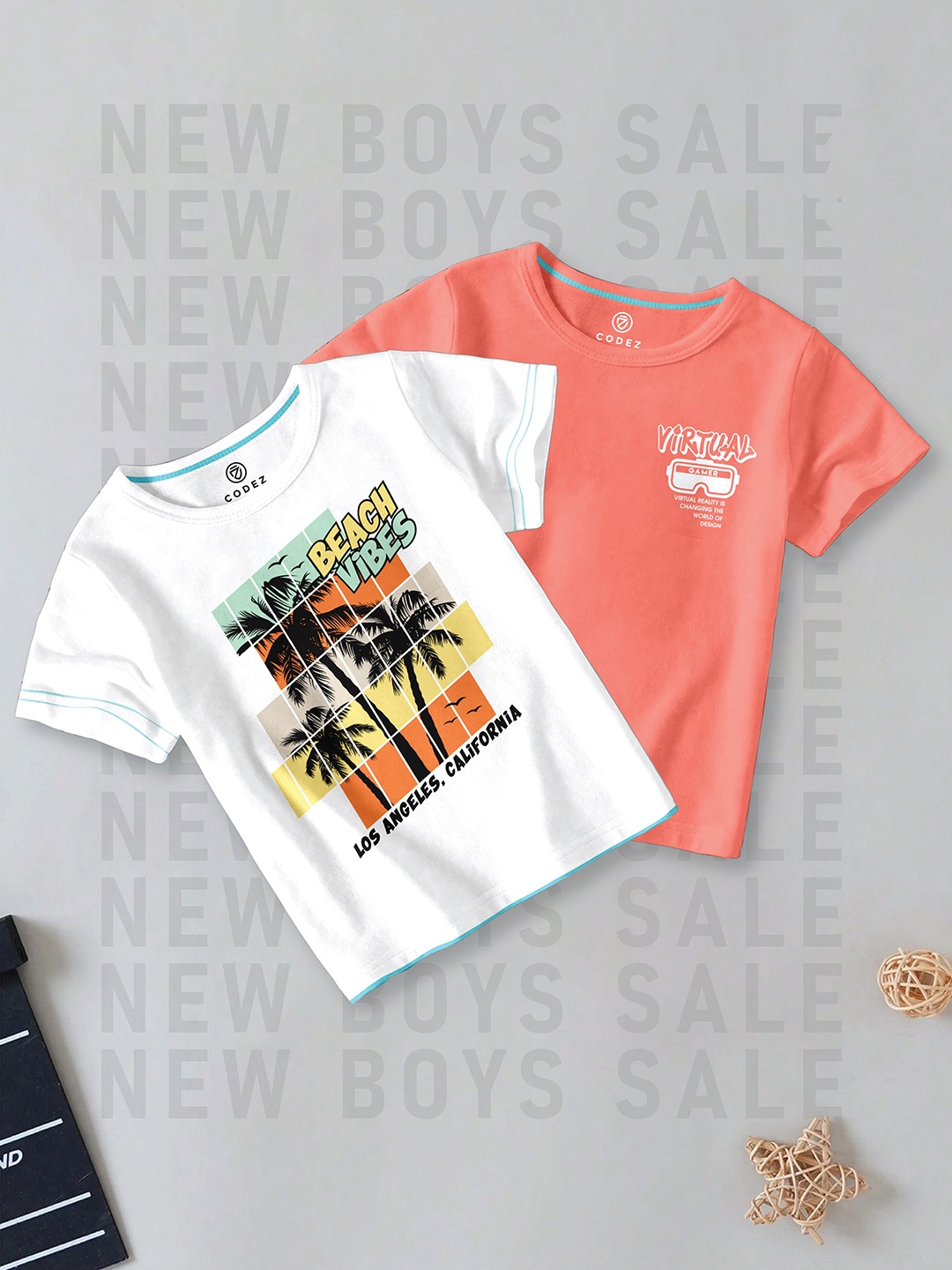 

CODEZ Boys Pack Of 2 Graphic Printed Cotton T-shirts, White