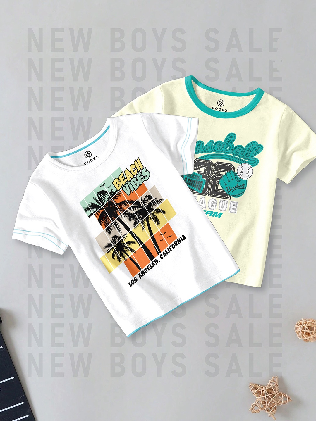 

CODEZ Boys Pack Of 2 Graphic Printed Cotton T-shirts, White