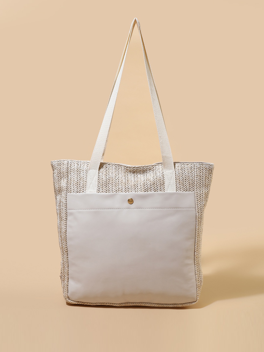 LULU & SKY Textured Shopper Shoulder Bag, White